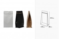 Aluminijumske DoyPack kesice 135x80x255 mm sa ventilom, kraft spoljnom oblogom, sigurnosnom tračicom i zipom, na termo zatvaranje, idealne za kafu - 25kom